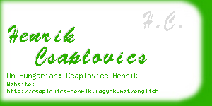 henrik csaplovics business card